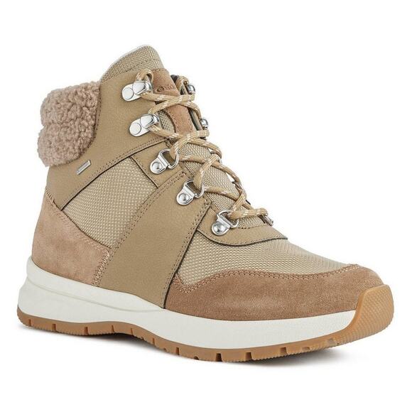 GEOX Braies Faux Fur Comfort Hiker Boots leather & textile size 40/9-9.5 US NWB - Picture 1 of 5